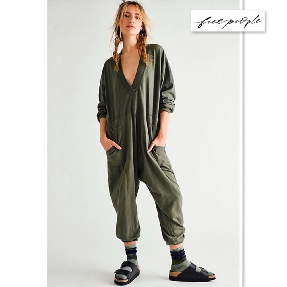 Free People Intimately Just Because Onesie Jumpsuit Olive Green size S